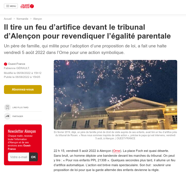 Relax judiciaire pour des militants de l’égalité parentale : un succès pour la mobilisation citoyenne