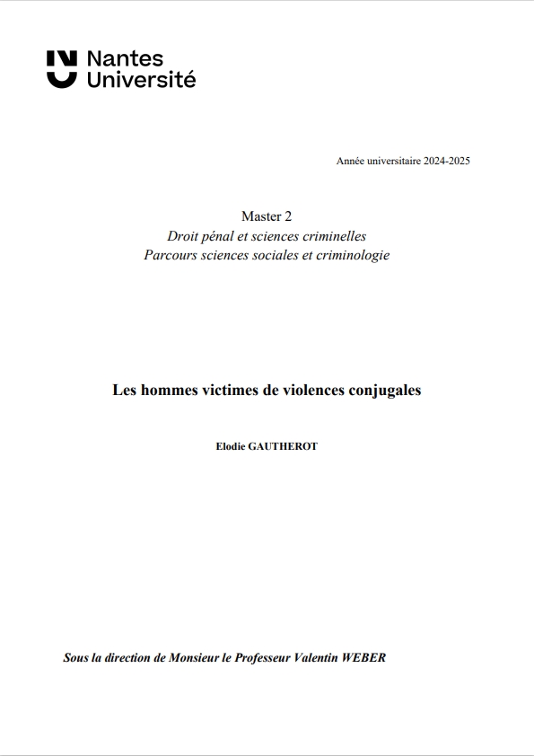Violences conjugales subies par les hommes : un mémoire éclaire une réalité encore invisibilisée