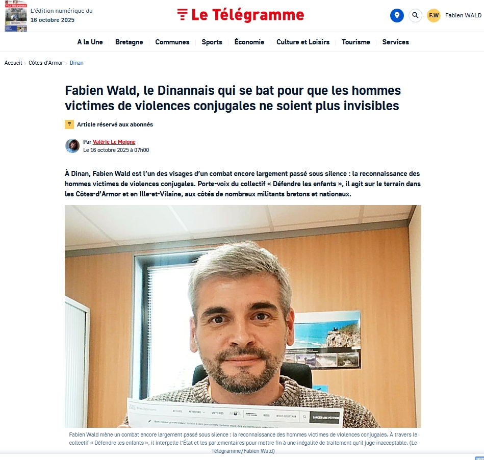 Parution presse – Fabien Wald, membre du collectif Défendre les enfants