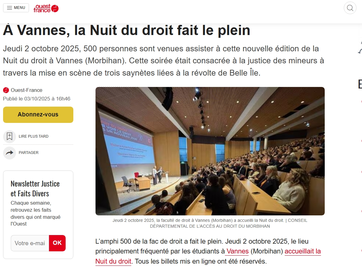 📰 Article – La Nuit du Droit : un moment d’échange citoyen autour de la justice et de la famille